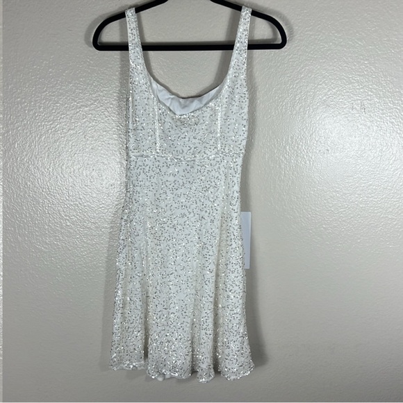 RIXO Ronan Mini Dress Squiggle Sequin Ivory - Picture 10 of 13